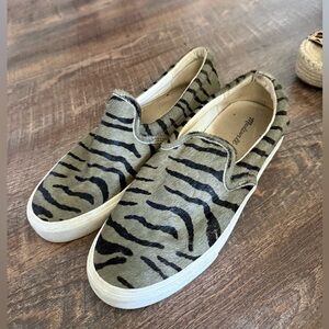 Madewell Zebra Print Slip-On Sneakers - Black and Green
